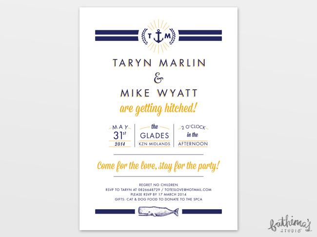 nautical typographic wedding stationery - invitation